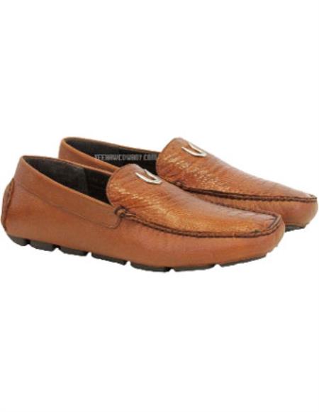  Men's Handcrafted Cognac Vestigium Genuine Ostrich Leg Loafers