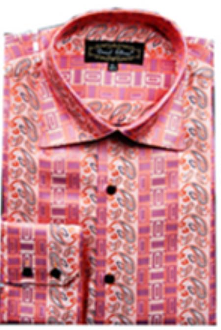 Fancy Shirts CORAL (100% Polyester) Flashy Shiny Satin Silky Touch 
