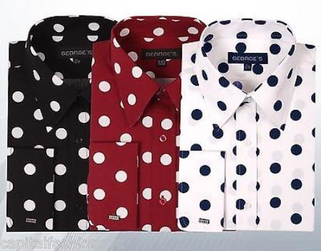 100% Cotton Dress Shirt Polka Dot Pattern Formal Or trendy casual Multi-color 