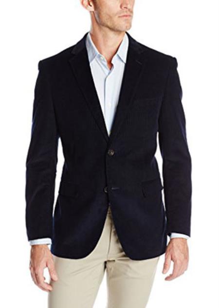 Welted Chest Pocket Cotton Corduroy Sport Coat Navy