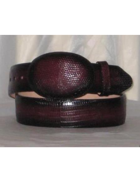 Genuine Faded Burgundy Lizard Teju Western Cowboy Belt 