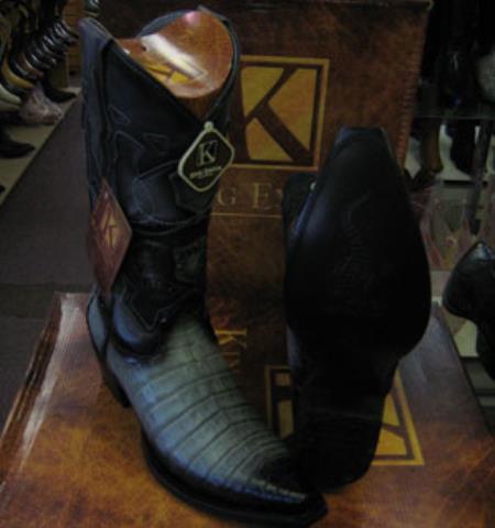 King Exotic Boots Snip Toe Genuine Crocodile Western Cowboy Boot Gray 