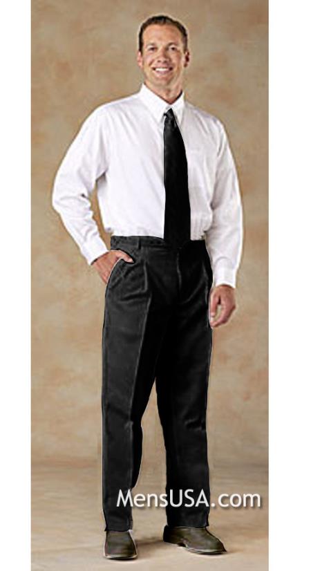 Pleated Slacks Pants / Slacks Plus White Shirt & Matching Tie Liquid Jet Black 