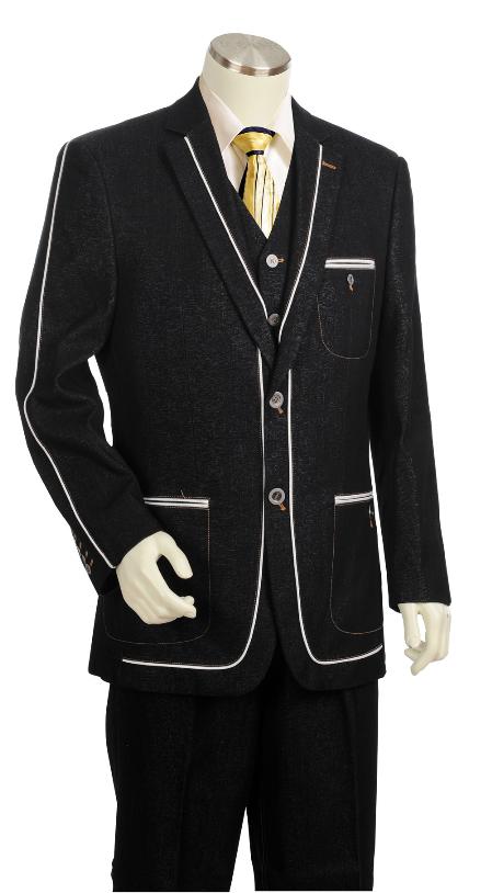 Liquid Jet Black 1940s men's Suits Style
