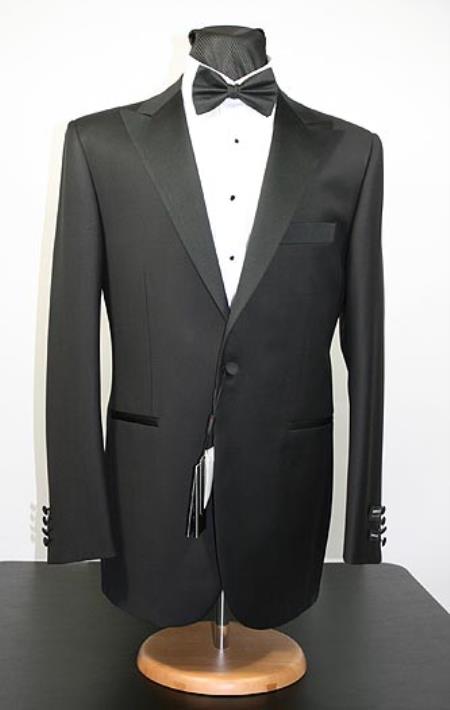 Peak 1920s tuxedo style - Liquid Jet Black Wool