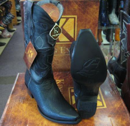 King Exotic Boots Genunie Shark Liquid Jet Black Snip Toe Western Cowboy Boot 