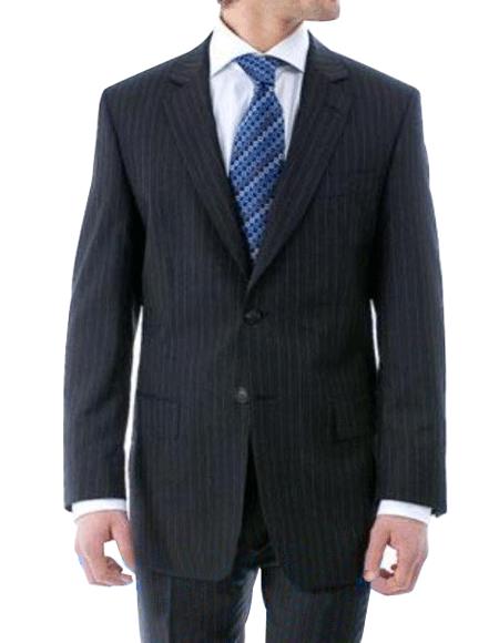 Luxurious High Quality Navy Blue Shade Pinstripe Light Weight Double Vented Ultra Smooth Fabric Wool