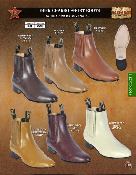 Authentic Los altos Deer Charro Short Boots Diff. Colors/Sizes 