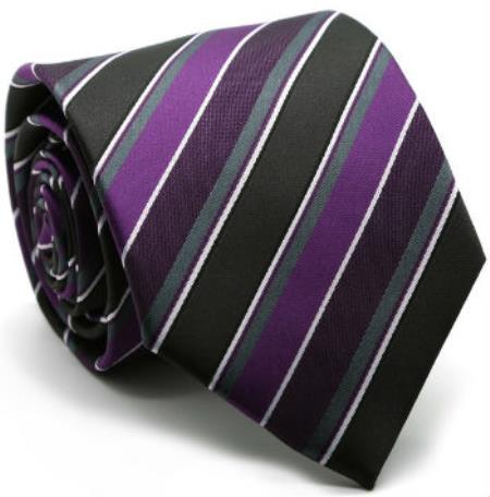 Premium Striped & Diamond Patterned Ties Purple color shade 