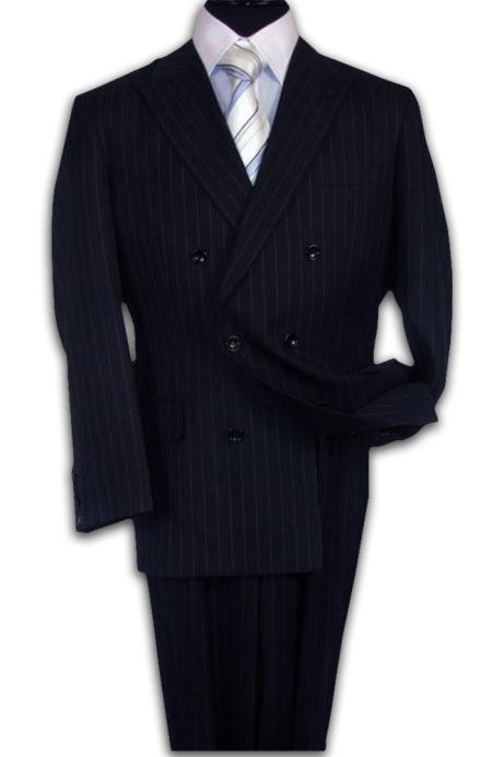 Double Breasted Color Navy Blue Shade Suit With Side Vent Jacket Pleated Slacks Pants 