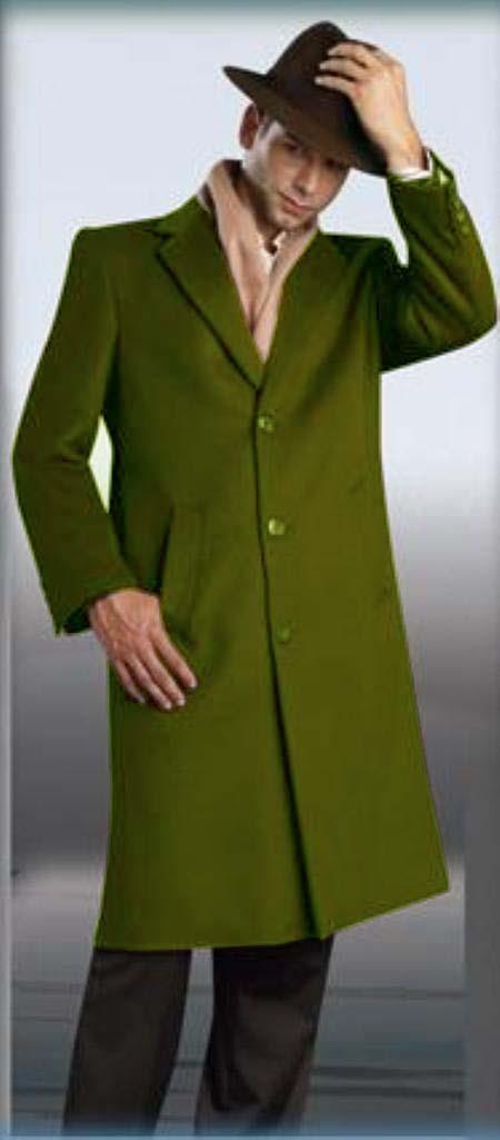Olive Green overcoats outerwear 45 Single Breasted 3 Button Style Wool Fabric & Cashmere $495