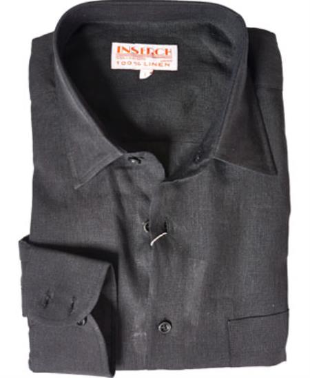 Men's 2 Piece Linen Causal Outfits Dress Shirt Online Sale Black / Beach Wedding Attire For Groom-Mens linen suit