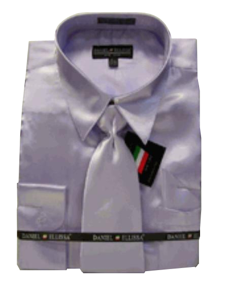 New Lavender Satin Dress Shirt Tie Combo Shirts 