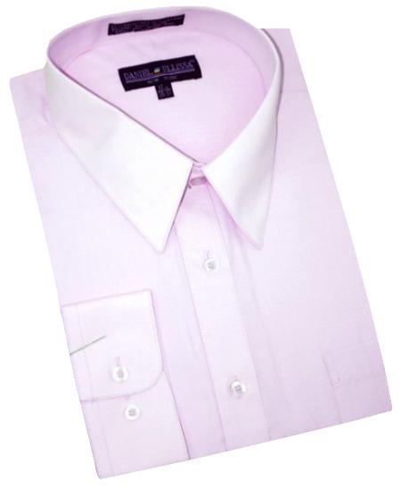 Solid Lavender Cotton Blend Dress Shirt With Convertible Cuffs 