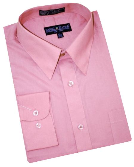 Solid Mauve Cotton Blend Dress Shirt With Convertible Cuffs 