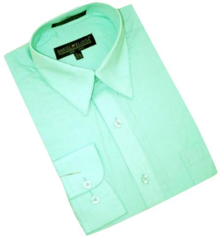Mint Green Cotton Blend Dress Shirt With Convertible Cuffs Light Green Dress Shirt