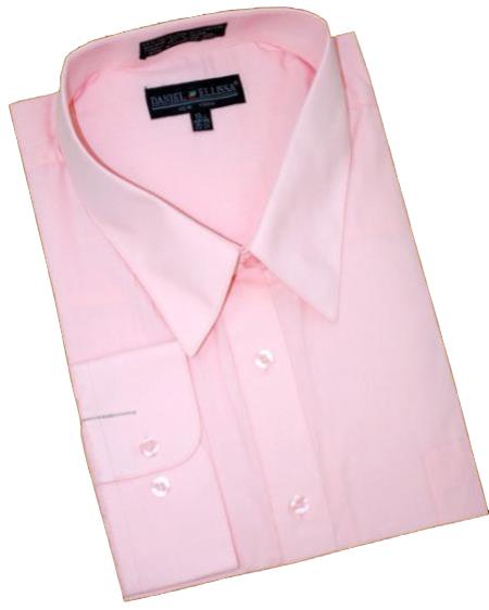 Pink Cotton Blend Dress Shirt With Convertible Cuffs 