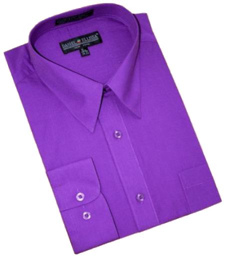 Purple color shade Cotton Blend Dress Shirt With Convertible Cuffs 