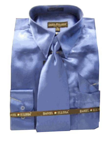 New Royal Satin Dress Shirt Tie Combo Shirts 