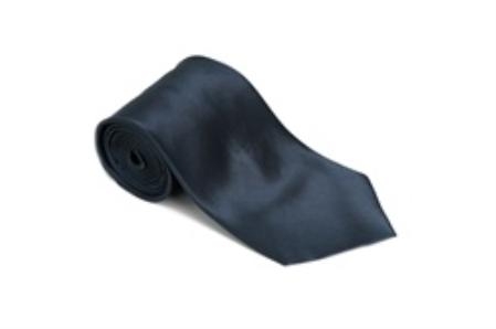 Ebony 100% Silk Solid Necktie With Handkerchief 