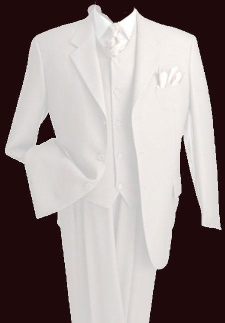 3 Piece Premium Fine White Three Piece Vested Suit