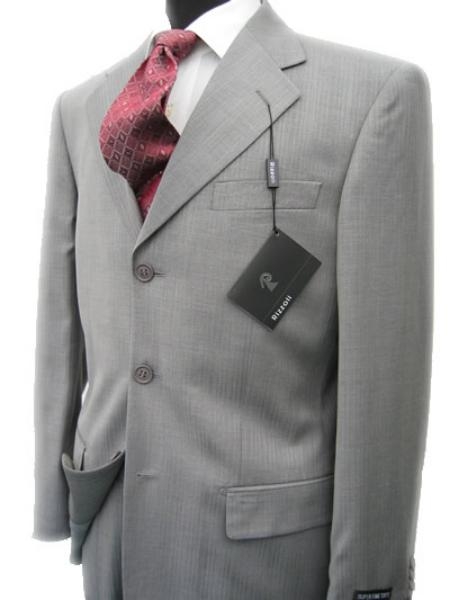 Collezinai SUIT~150'S Wool Fabric~LIGHT GRAY Shark Skin Suit 