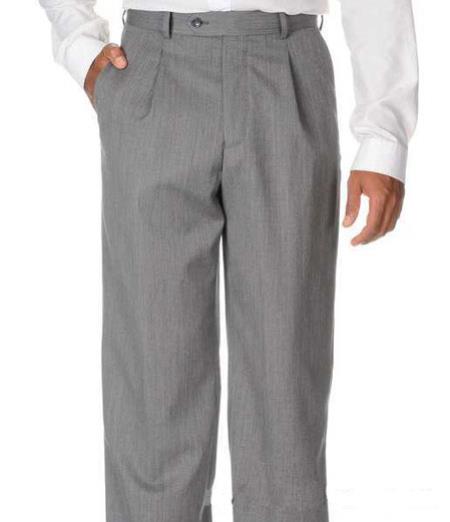 Mens Pleated Dress Pants Solid Pleated Slacks Dress Pants For online Grey Wool Fabric Gabardine Slack 