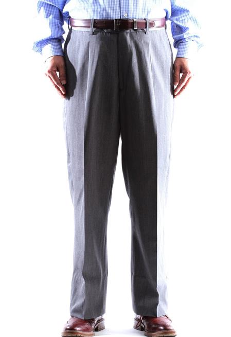  Regular Size & Big and Tall Dress Pants 100% Wool Gray Pleated Pants Gabardine Fabric 