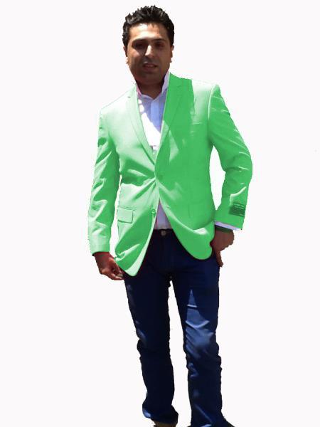Stage Party Bright Sport Coat / Dinner Jacket Blazer Online Sale Vented Live Green Blazer
