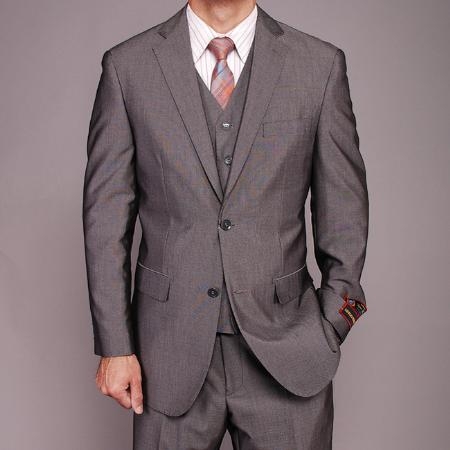 Grey Birdseye Three-piece three piece suit 