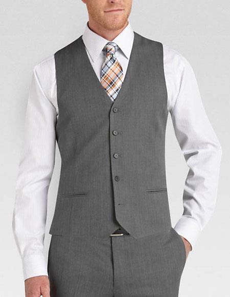  Besom pocket 5 buttons fashionable grey vest