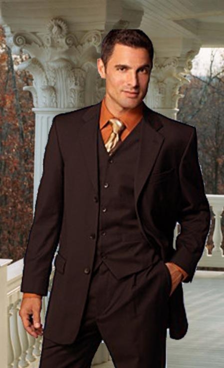 Brown color shade Available in 2 Buttons Notch Lapel Side Vents Modern Fit three piece suit WITH A VEST 