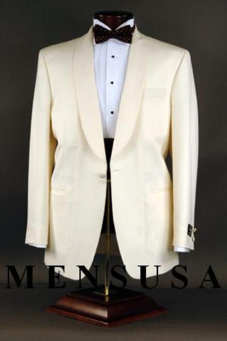 Best Quality Superfine 120's Wool Fabric 1-button Shawl Single-breasted, Color: Ivory 