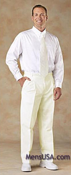  Ivory ~ Cream ~ Off White Pleated Dress Wool Pant For Men 