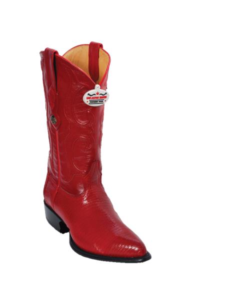 Authentic Los altos red color shade Ring Lizard J-Toe Cowboy Boots 