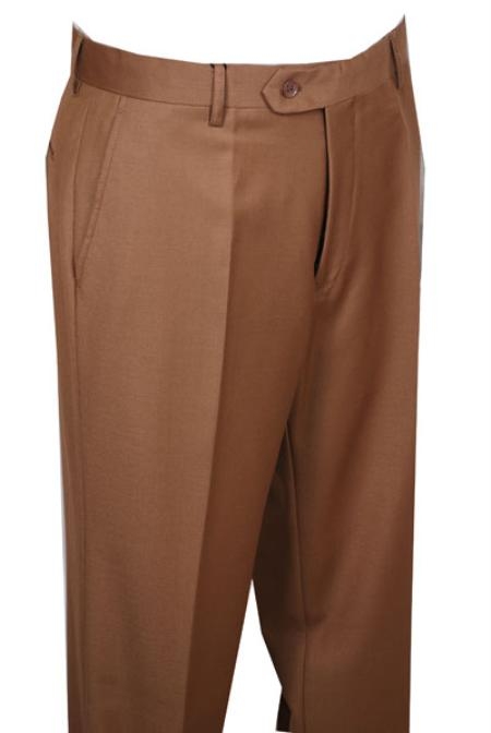 Dress Pants Camel ~ Khaki without pleat flat front Wool