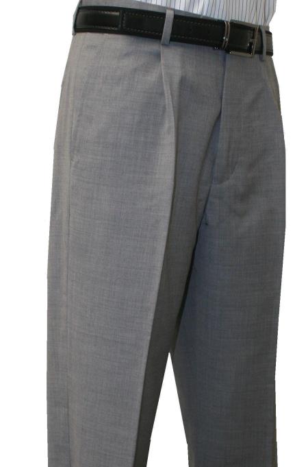 Roma-Veronesi 1 Pleated Slacks Pant 100% Wool Fabric 1/4 Top Pocket+2 Back Pockets w/Lining Light Grey 