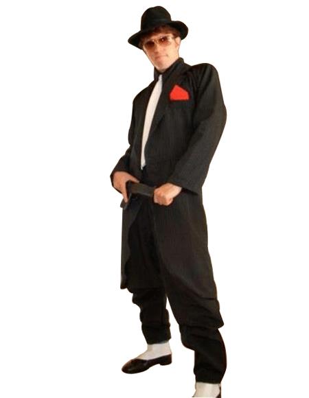 Liquid Jet Liquid Jet Black Fashion Long Long length Zoot Suit For sale ~ Pachuco men's Suit Perfect for Wedding + Shirt & Tie & Hat 