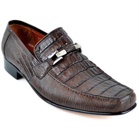 Brown Dress Shoe Gator and Lizard loafer slip on shoe Shoe brown color shade 
