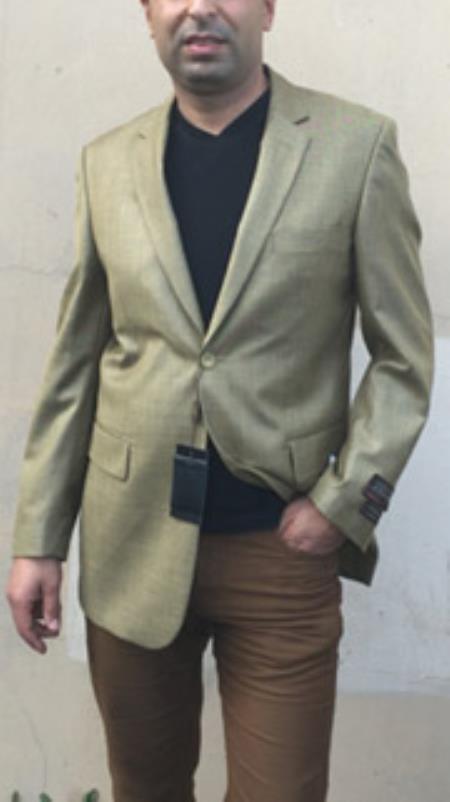 Mustard ~ Khaki ~ Goldish Weave With Tint of Blue Pindot pattern Blazer ~ Suit Jacket Online Sale Sport coat 
