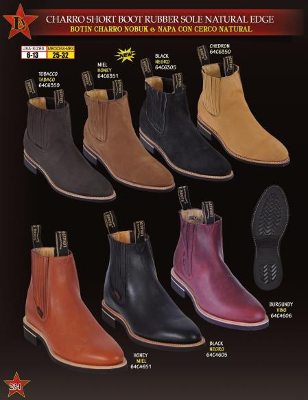Authentic Los altos Charro Napa Leather/Suede Short Rubber Sole Natural Edge Boots 