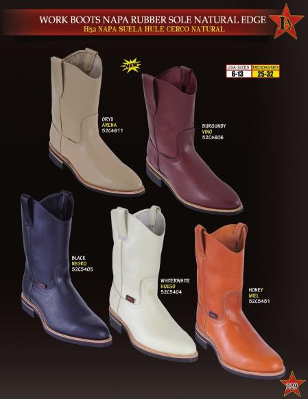 Authentic Los altos Napa Leather Rubber Sole Natural Edge Cowboy Western Work Boots 