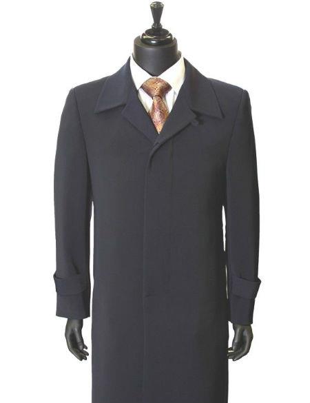 All Weather Microfiber Gaberdine Trendy Classic Trench Top Coat Navy Blue Shade 