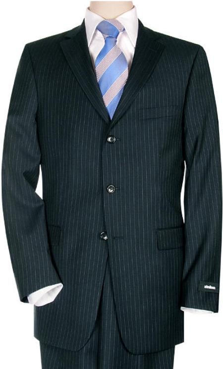 Small Navy Blue Shade Pinstripe Superior Fabric 140's Fabric Suit 