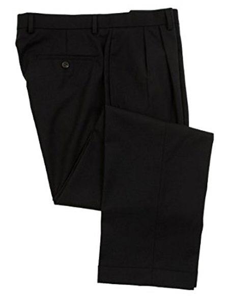100% Wool Double-Reverse Pleated Lined To The Knee Navy Dress Pants Slacks 