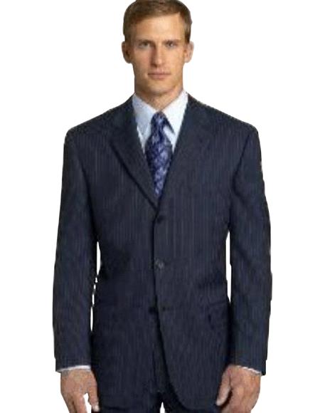 Brand New Navy Pinstripe premier quality italian fabric Design suit made with Ultra Smoot 