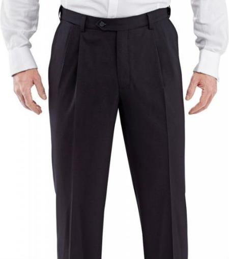 Winthrop & Chruch 100% Wool Fabric Pleated Slacks Dress Pants Navy 