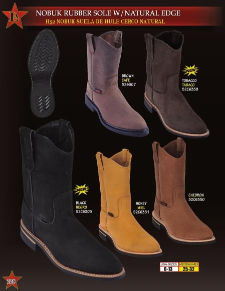 Authentic Los altos Nobuk Rubber Sole w/ Natural Edge Cowboy Western Work Boots 