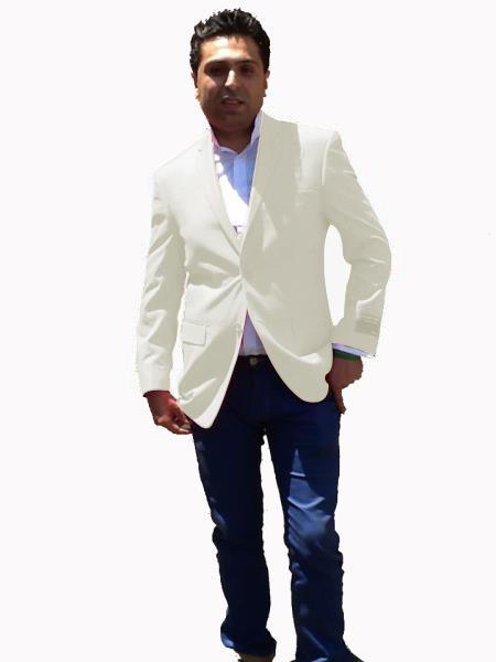 Stage Party Bright Sport Coat / Dinner Jacket Blazer Online Sale Vented Off White 