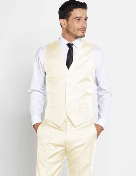 Men's Regular Fit Vest + Matching Dress Pants Set + Any Color Off White Shirt & Tie